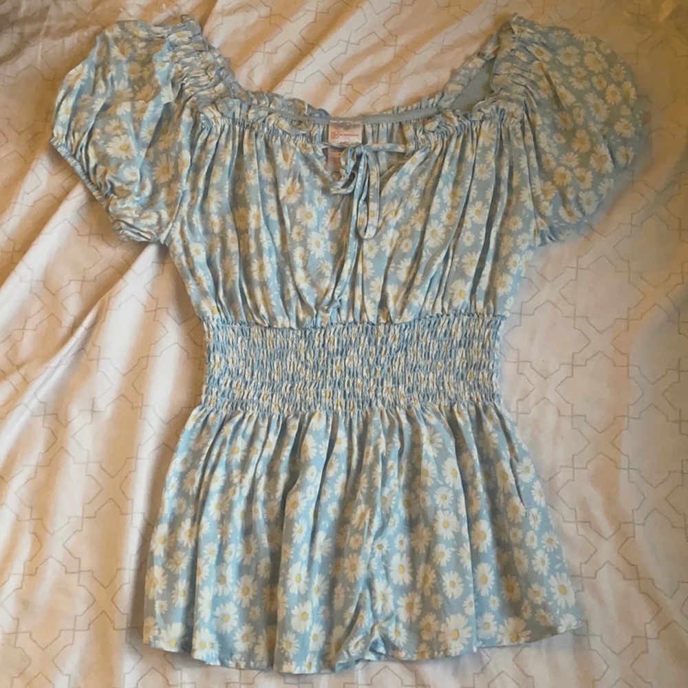 Light blue flowery top
